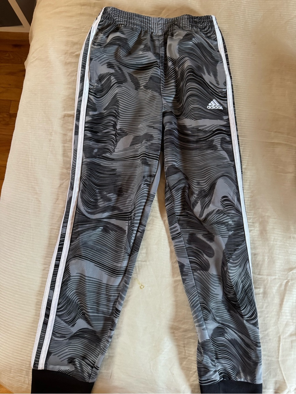 adidas Kids Black & Gray Wave Print Track Joggers